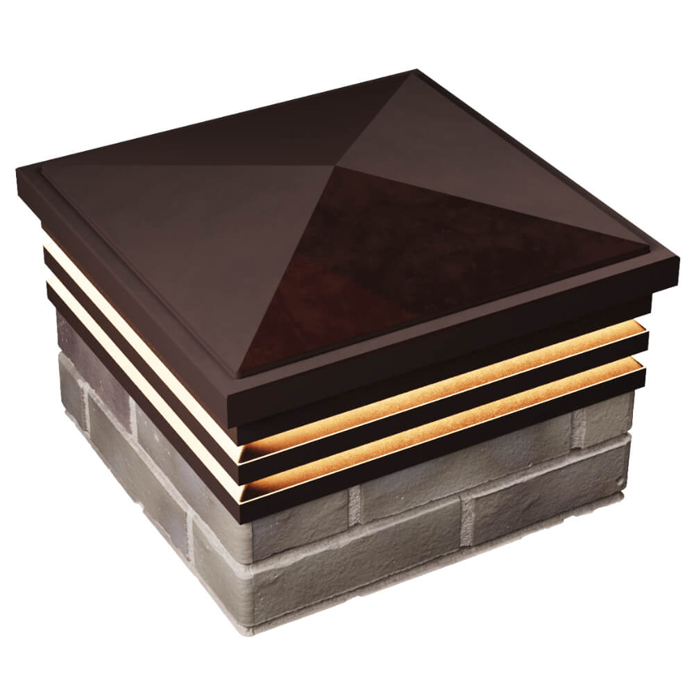 Колпак Zking Бона ХайТек Коричневый на столб 1.5х1.5 кирпича (385х385мм) с подсветкой в Волгограде фото