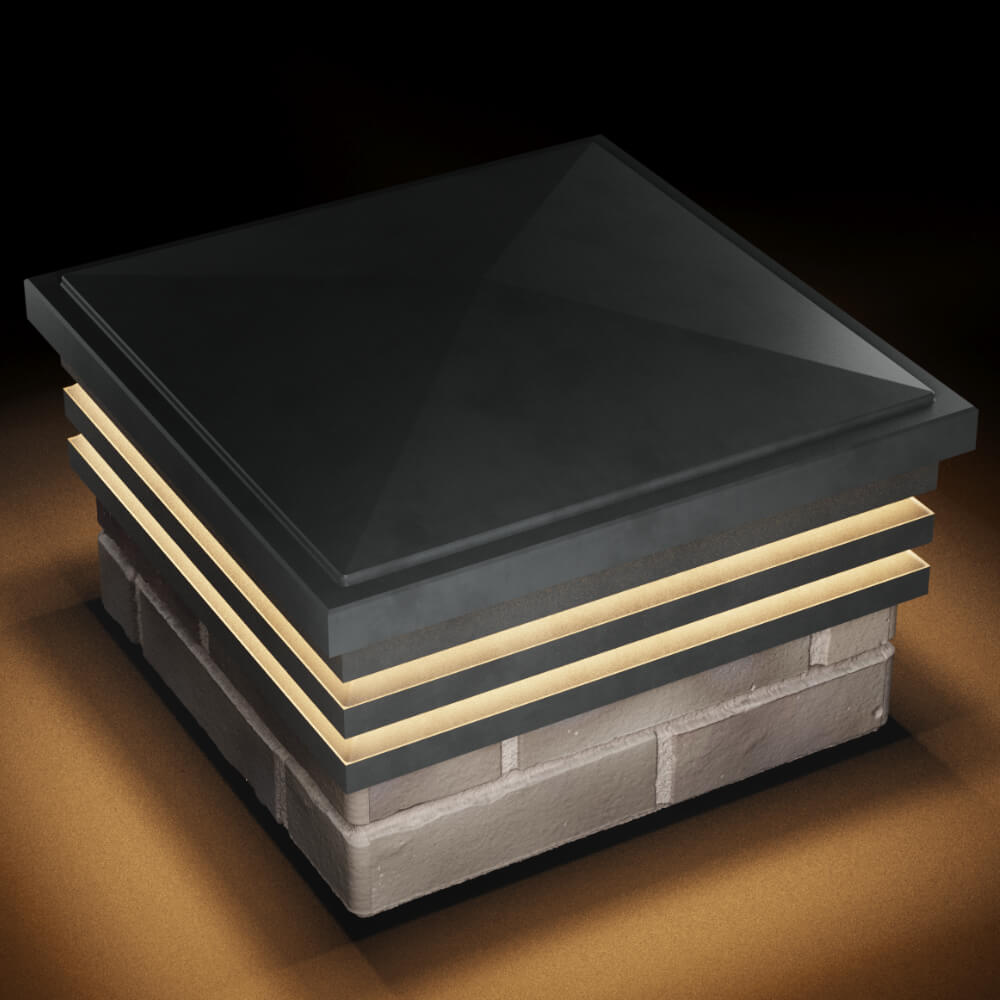 Колпак Zking Бона ХайТек Серый на столб 1.5х1.5 кирпича (385х385мм) с подсветкой в Волгограде фото