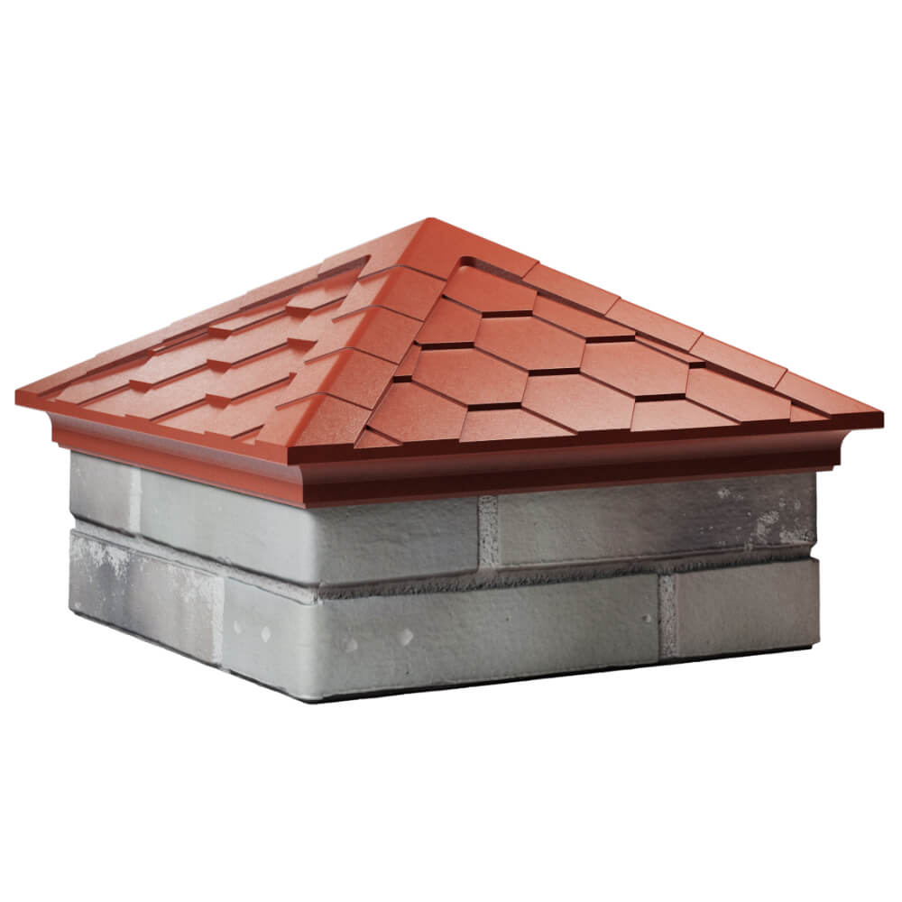 Колпак Zking Эверест Красный на столб 1.5х1.5 кирпича (390х390мм) в Волгограде фото