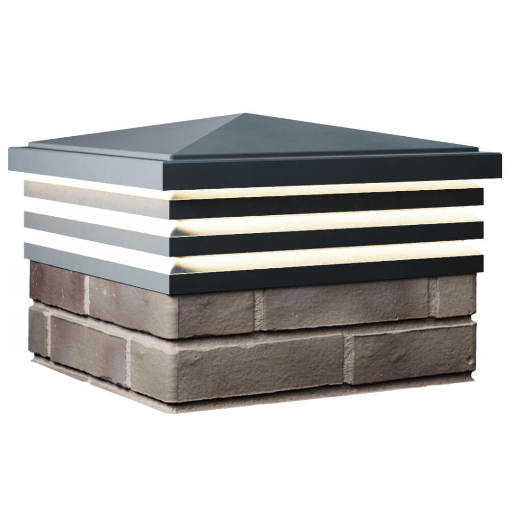 Колпак Zking Бона ХайТек Серый на столб 1.5х1.5 кирпича (385х385мм) с подсветкой в Волгограде фото