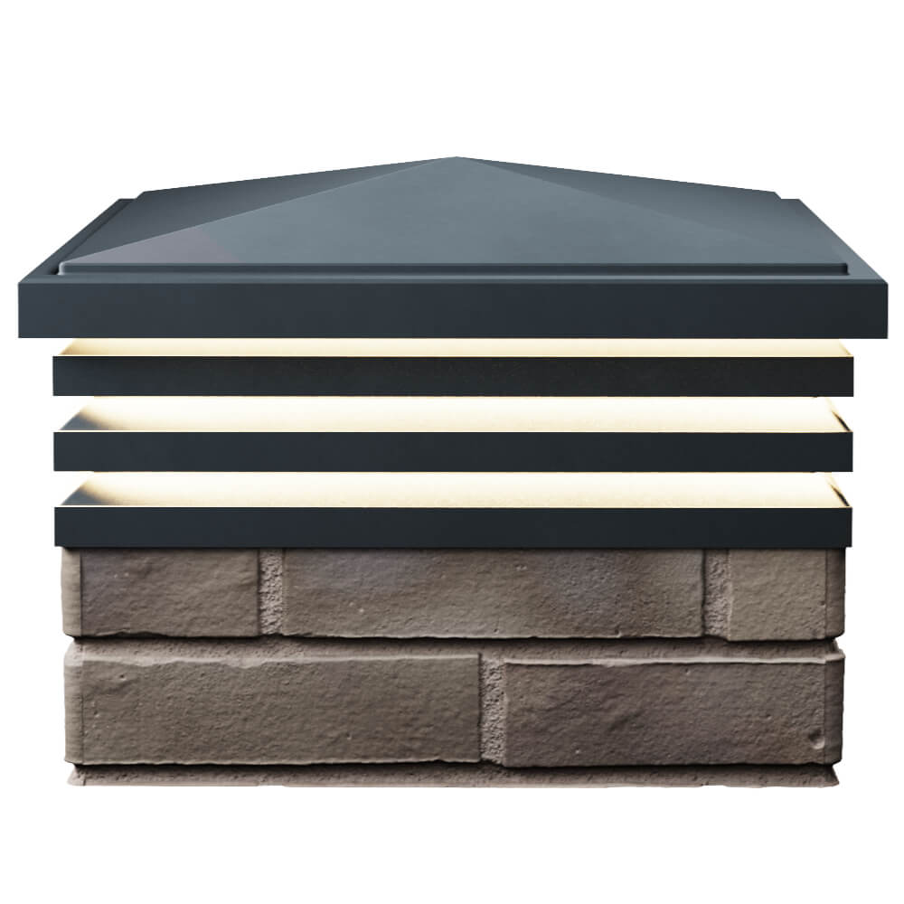 Колпак Zking Бона ХайТек Серый на столб 1.5х1.5 кирпича (385х385мм) с подсветкой в Волгограде фото