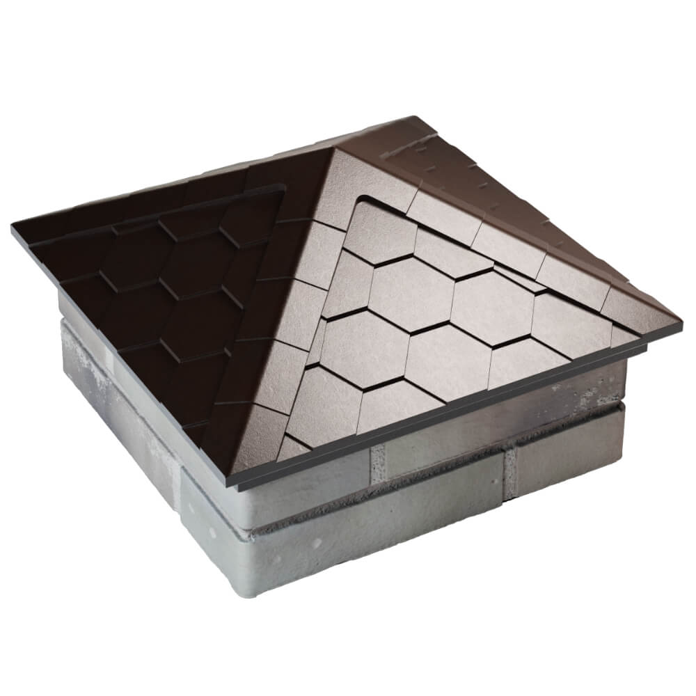 Колпак Zking Эверест Коричневый на столб 1.5х1.5 кирпича (390х390мм) в Волгограде фото