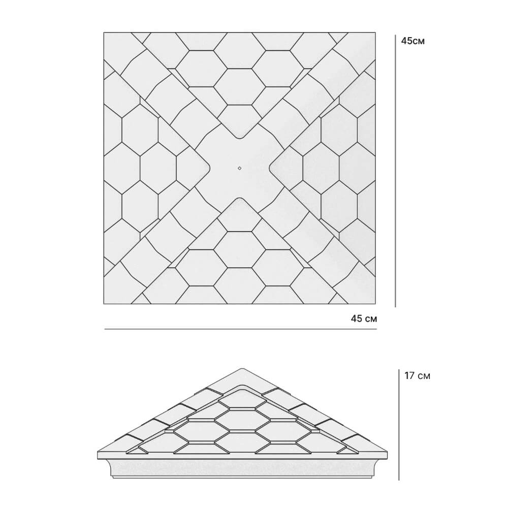 Колпак Zking Эверест Серый на столб 1.5х1.5 кирпича (390х390мм) в Волгограде фото