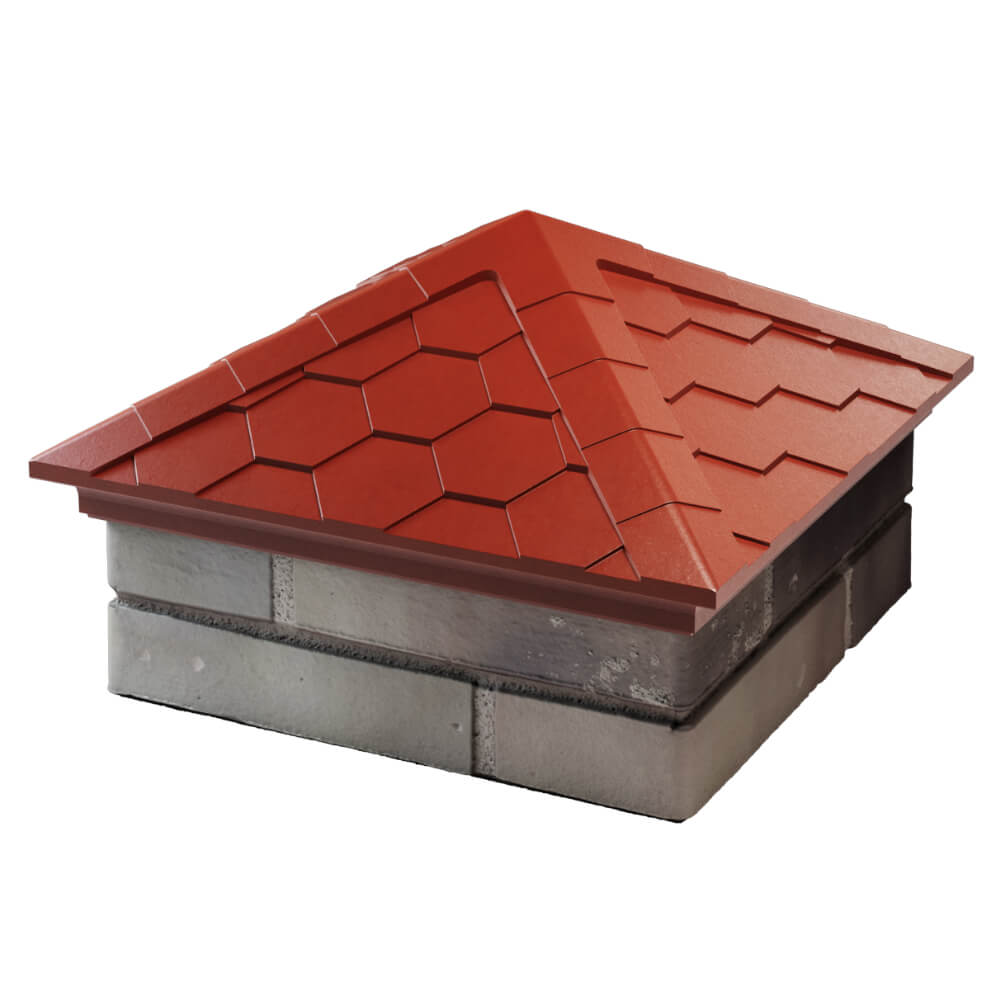 Колпак Zking Эверест Красный на столб 1.5х1.5 кирпича (390х390мм) в Волгограде фото