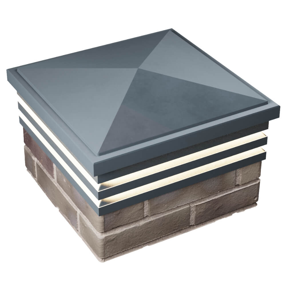 Колпак Zking Бона ХайТек Серый на столб 1.5х1.5 кирпича (385х385мм) с подсветкой в Волгограде фото