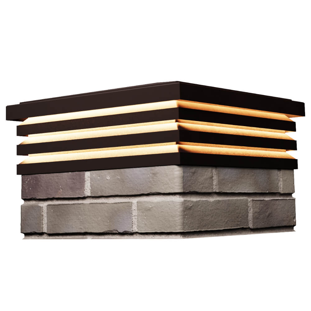 Колпак Zking Бона ХайТек Коричневый на столб 1.5х1.5 кирпича (385х385мм) с подсветкой в Волгограде фото