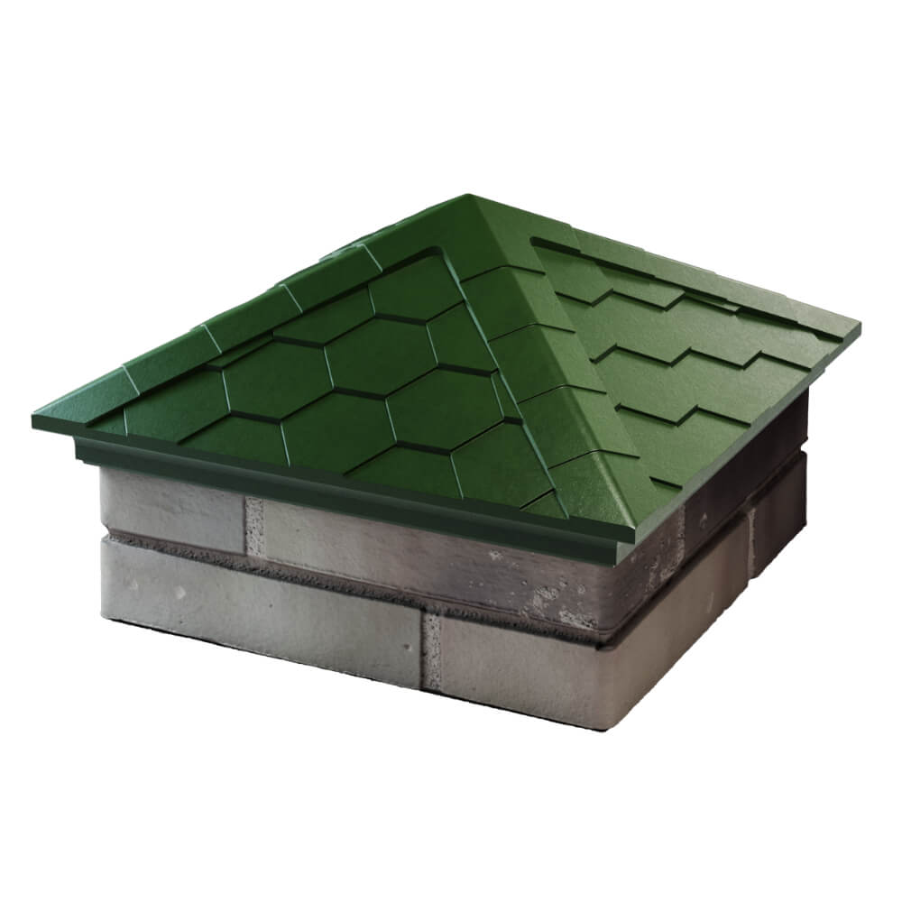 Колпак Zking Эверест Зеленый на столб 1.5х1.5 кирпича (390х390мм) в Волгограде фото