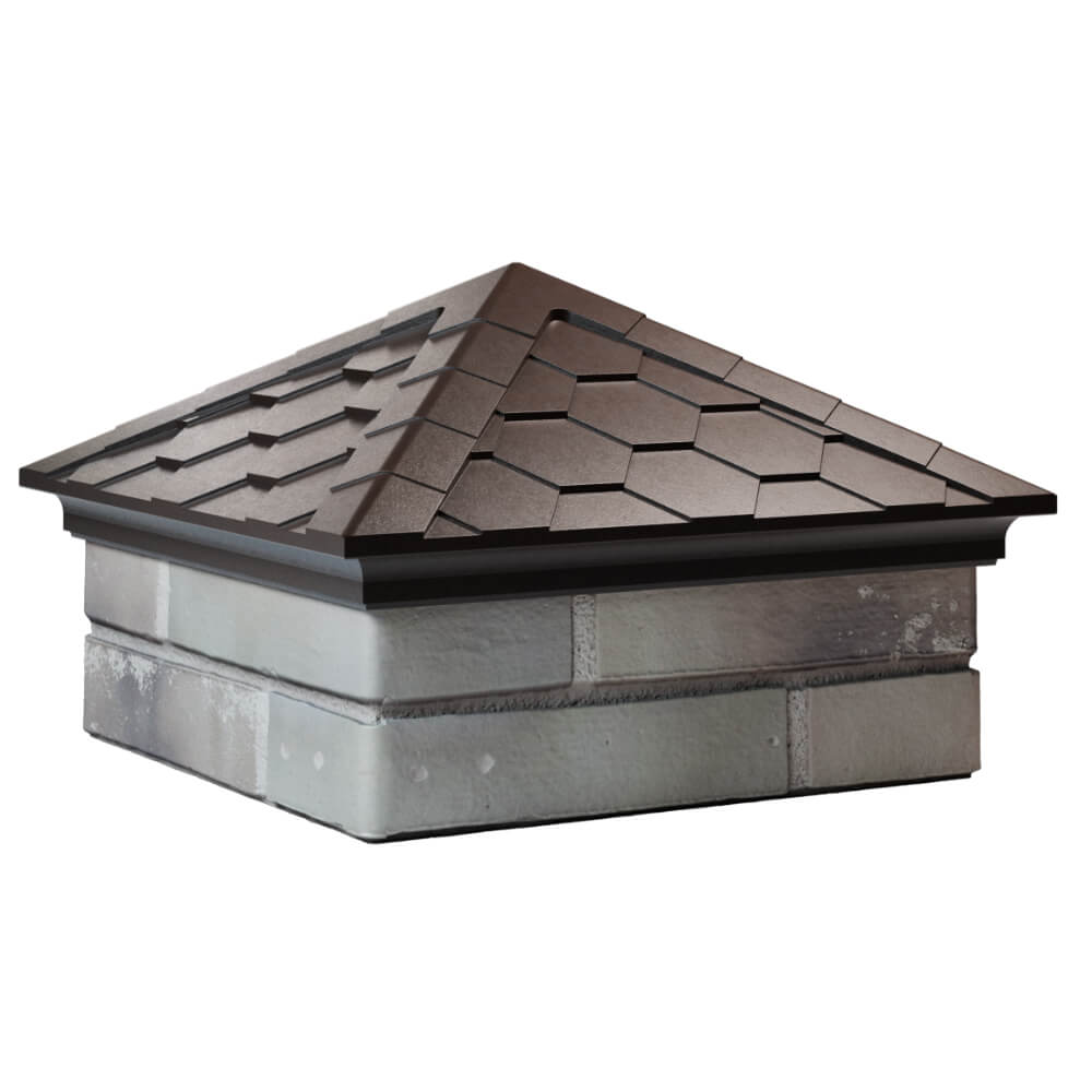 Колпак Zking Эверест Коричневый на столб 1.5х1.5 кирпича (390х390мм) в Волгограде фото