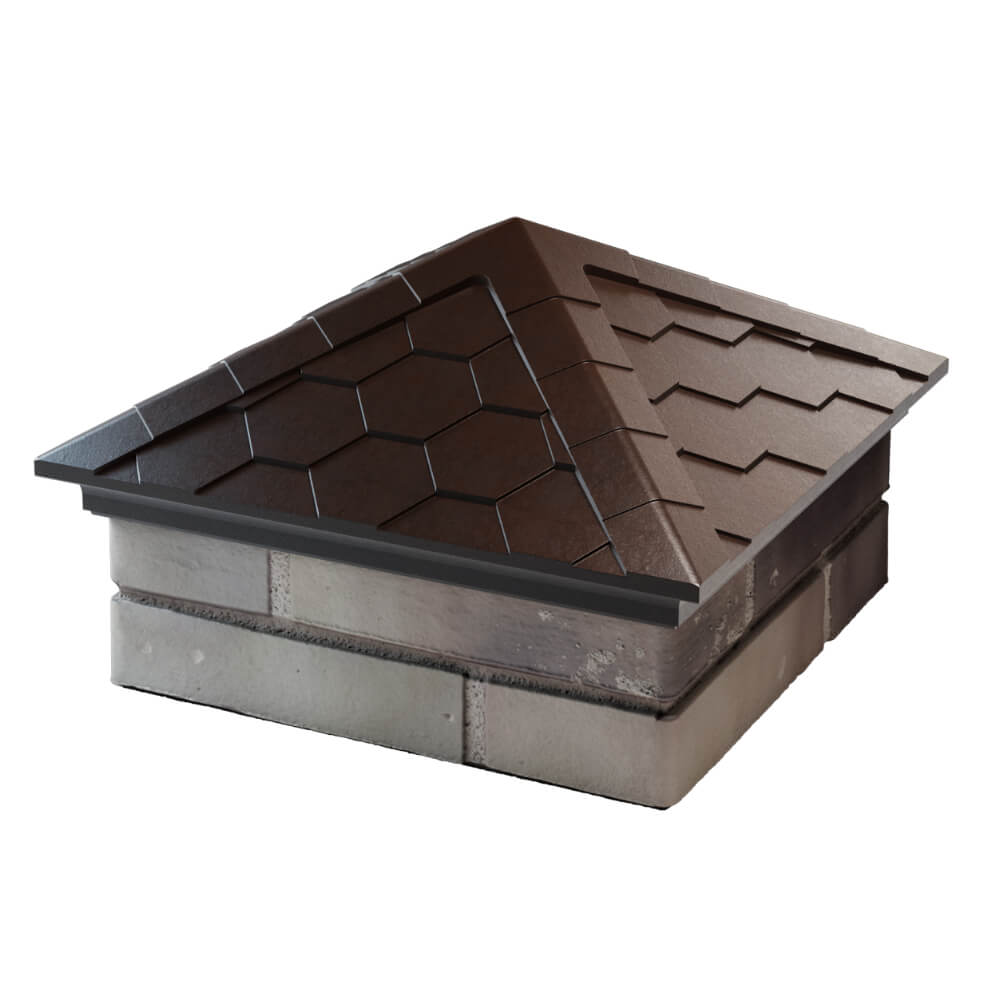 Колпак Zking Эверест Коричневый на столб 1.5х1.5 кирпича (390х390мм) в Волгограде фото